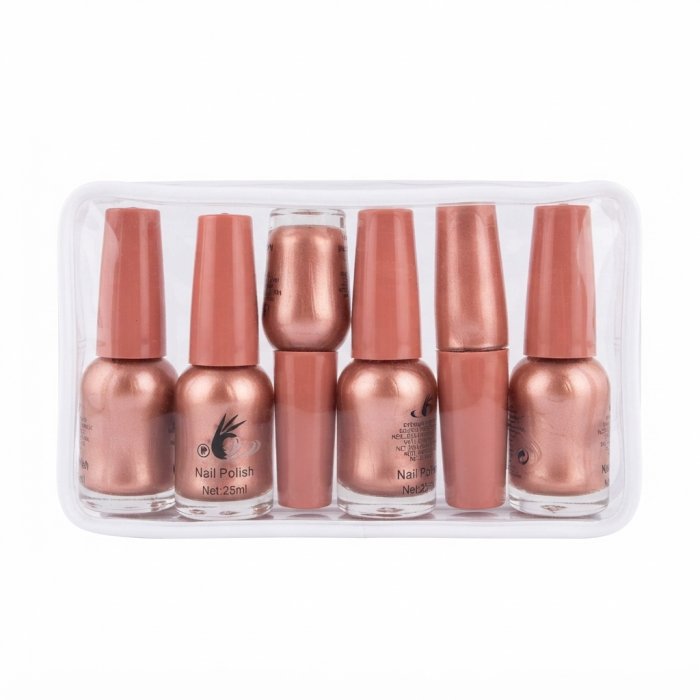 Metallic Rose Gold Nail Polish Set - 6 Bottles (25ml Each)
