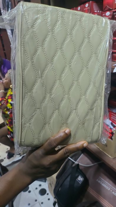 Quilted Beige Cosmetic Pouch