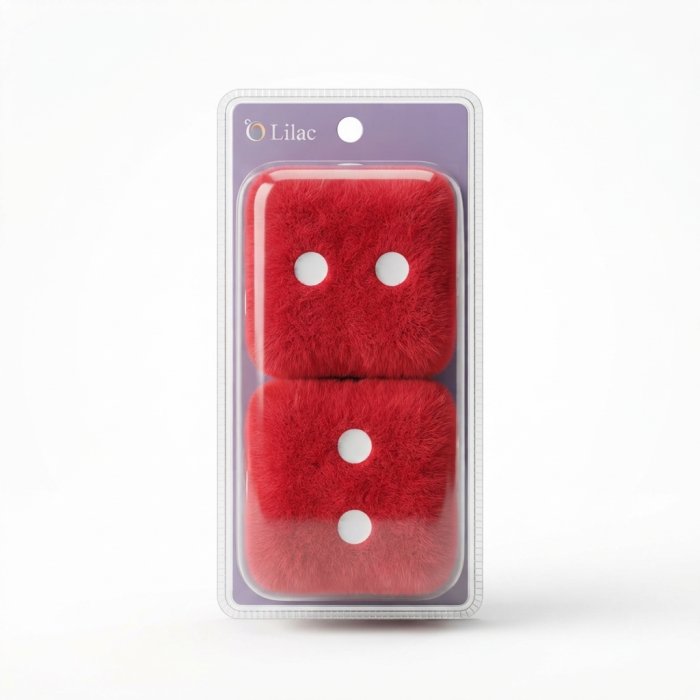 O Lilac Fuzzy Car Dice (Red)