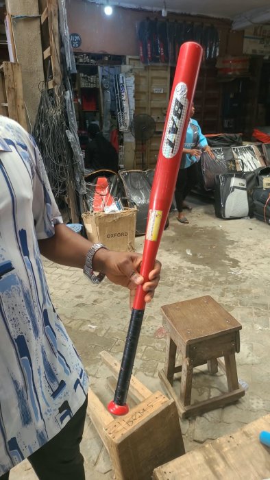 Performance Red Baseball Bat with Black Handle Grip