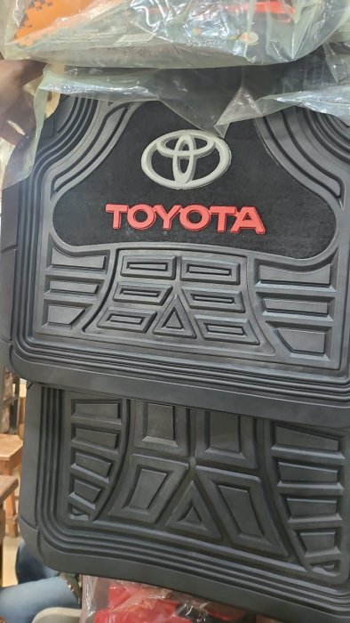 Official Toyota Black Rubber Floor Mat with Red Logo