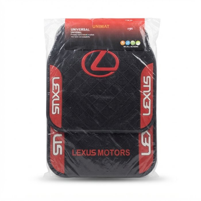Lexus Motors Universal Rubber Car Mats (Black and Red)