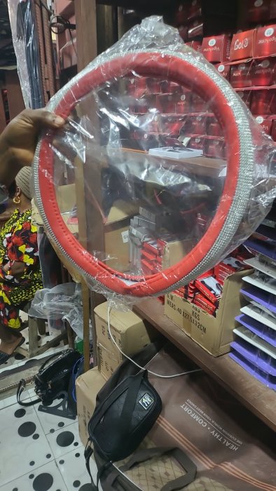 Red and Silver Bling Steering Wheel Cover