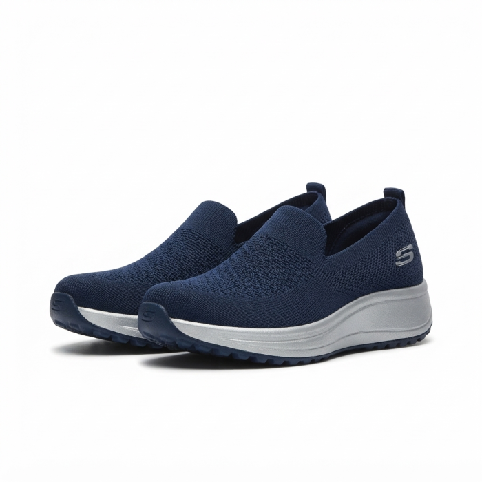 Skechers Women's Navy Knit Slip-On Wedge Sneaker