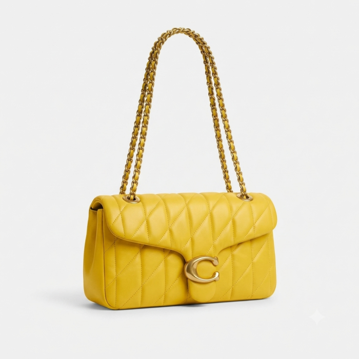 Coach Quilted Leather Shoulder Bag in Yellow