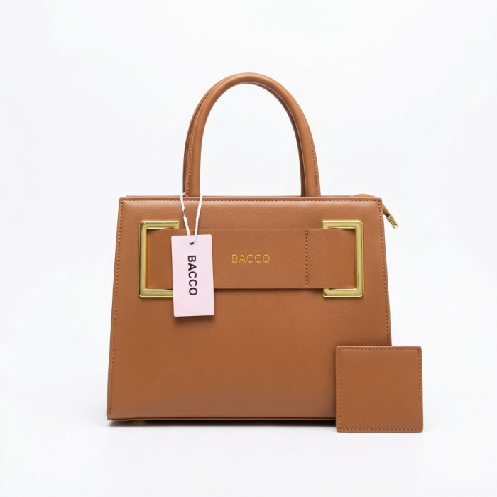 BACCO Tan Leather Handbag Set