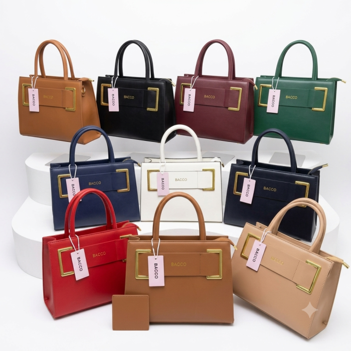 BACCO Tan Leather Handbag Set