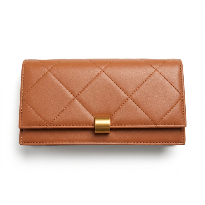 Quilted Flap Shoulder Bag with Gold Hardware