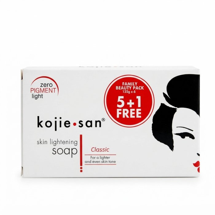 Kojie San Classic Skin Lightening Soap - Family Beauty Pack (5+1 Free, 135g bars)