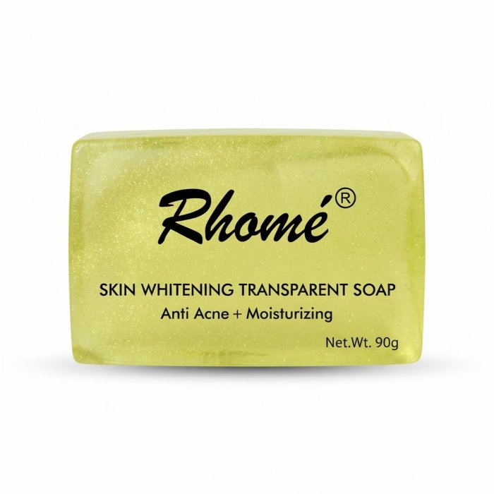 Rhomé Skin Whitening Transparent Soap - Anti Acne + Moisturizing, Net.Wt. 90g