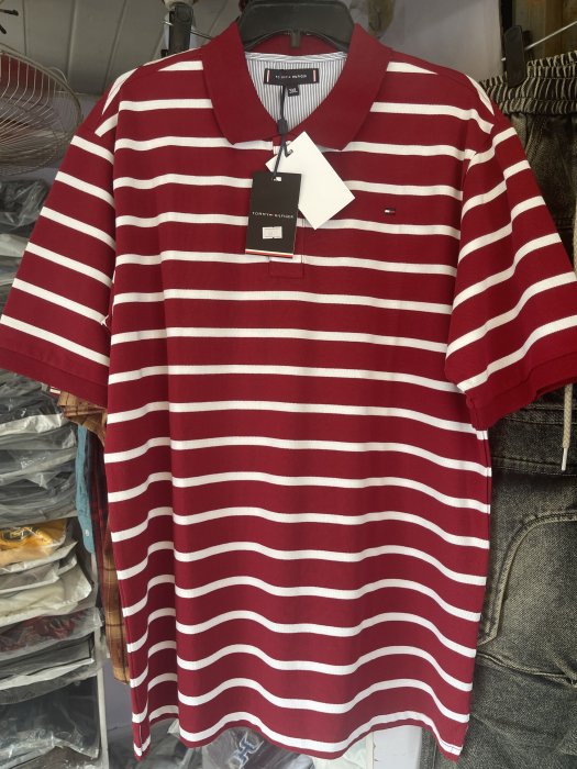 Tommy Hilfiger 3XL Red White Stripe Luxury Polo Shirt