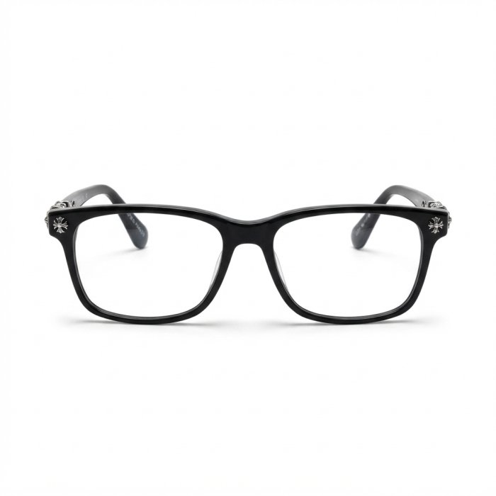 Chrome Hearts Black Full-Rim Optical Frames with Silver Cross Details[cite: 16]
