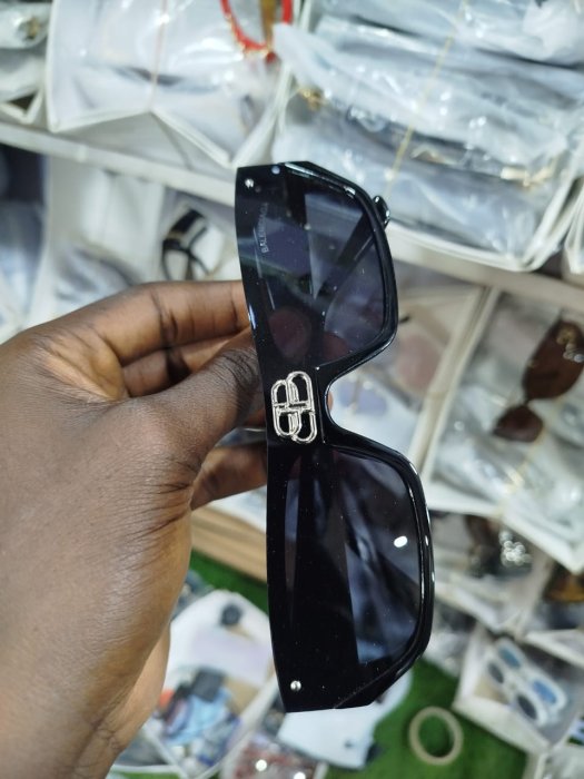 Balenciaga Square-Frame Sunglasses with Silver BB Logo