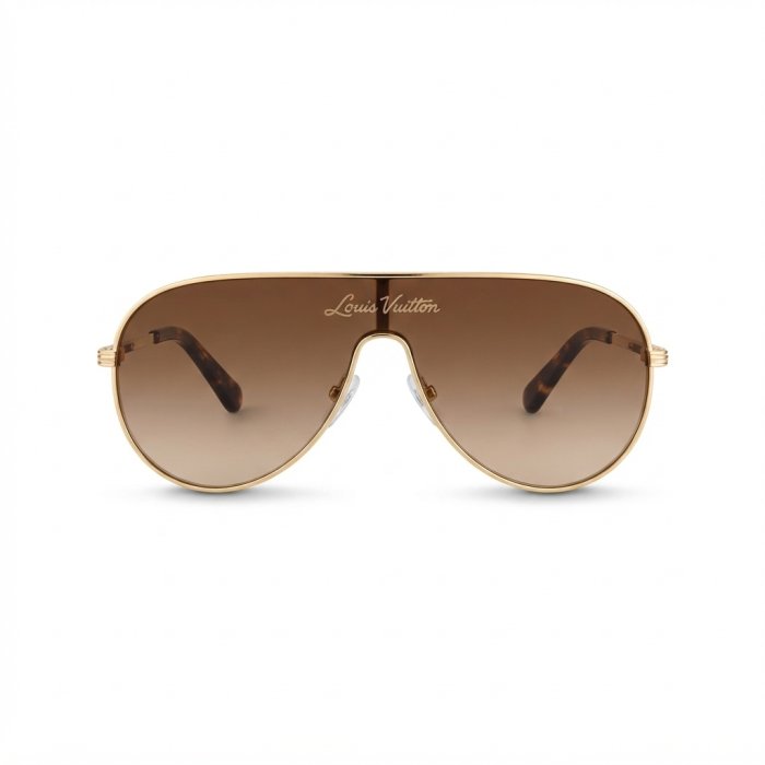 Louis Vuitton Gold-Tone Metal Pilot Sunglasses with Brown Gradient Lenses[cite: 12]