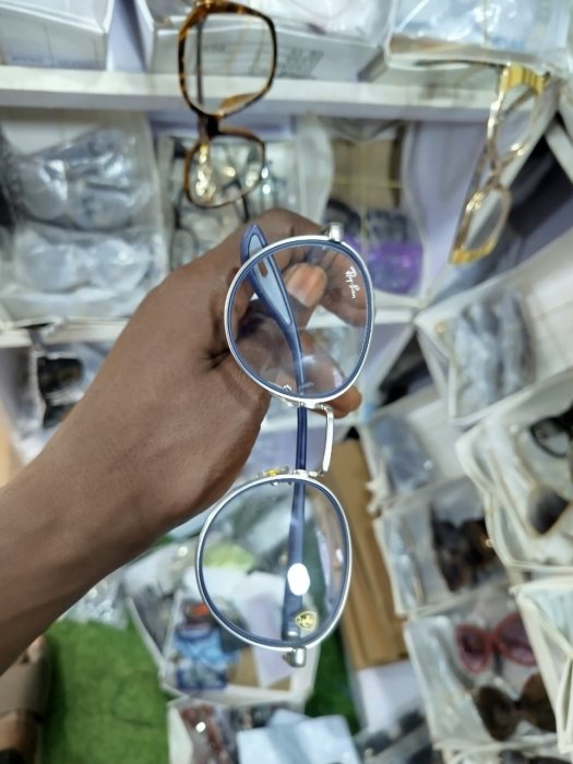 Ray-Ban Round Double Bridge Optical Frames in Silver and Blue