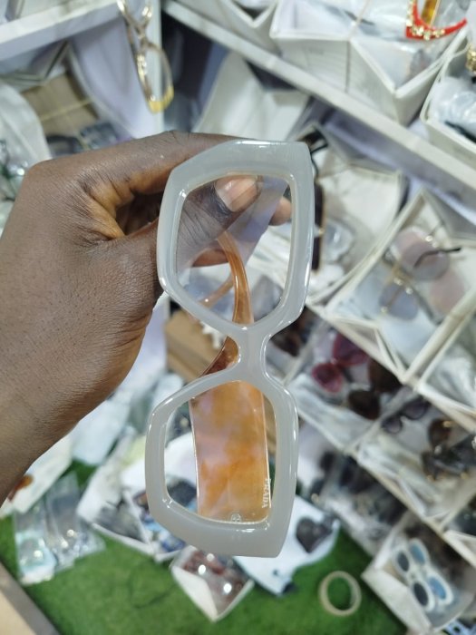 Prada Layered Geometric Acetate Sunglasses in Grey and Amber