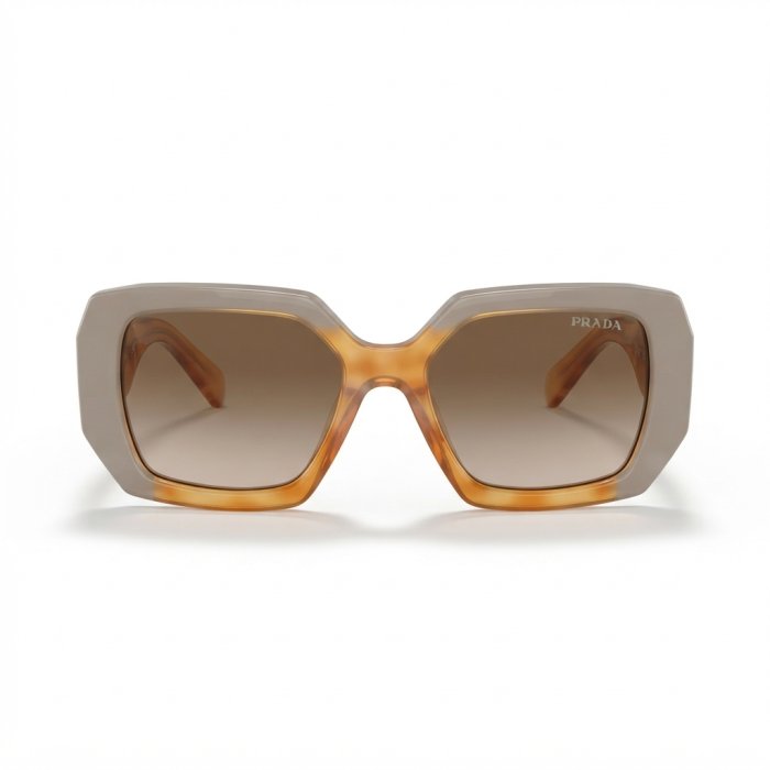 Prada Layered Geometric Acetate Sunglasses in Grey and Amber