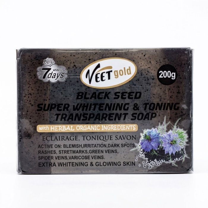 Veet Gold Black Seed Super Whitening & Toning Transparent Soap (200g)