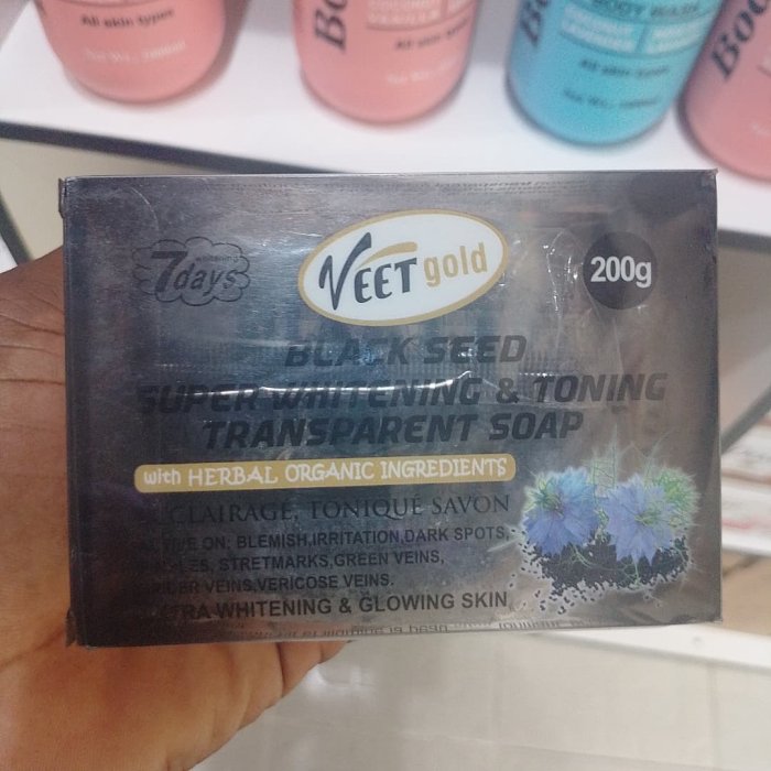Veet Gold Black Seed Super Whitening & Toning Transparent Soap (200g)