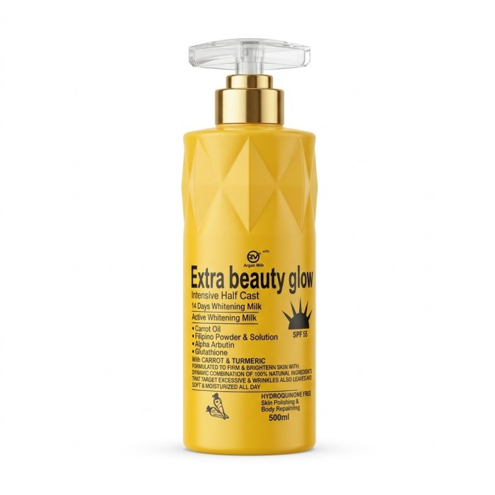 GV Extra Beauty Glow Intensive Half Cast 14 Days Whitening Milk with Argan Milk, Carrot, and SPF 55 - 500ml