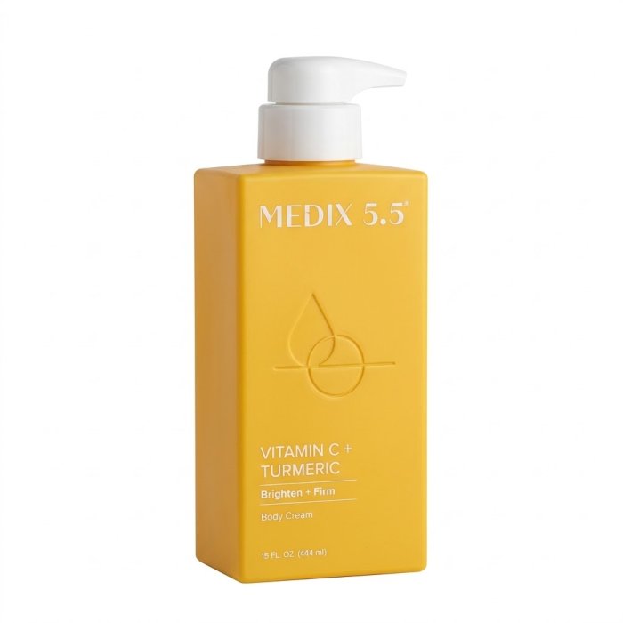 Formulated to brighten and firm skin, this high-performance body cream combines Vitamin C and Turmeric to restore radiance and elasticity. Designed for effective, daily hydrating body care.