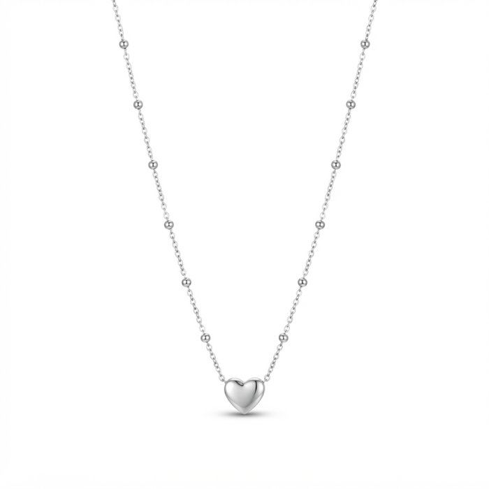 Stainless Steel Silver Heart Pendant Necklace