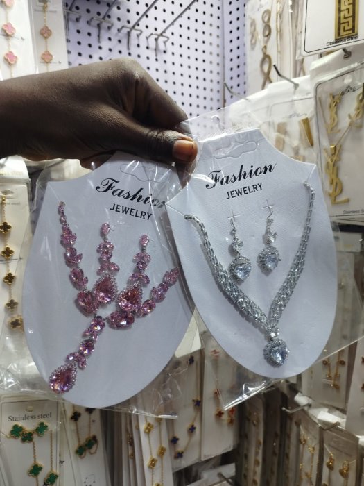 Fashion Jewelry Heart-Shaped Crystal Necklace & Earring Set