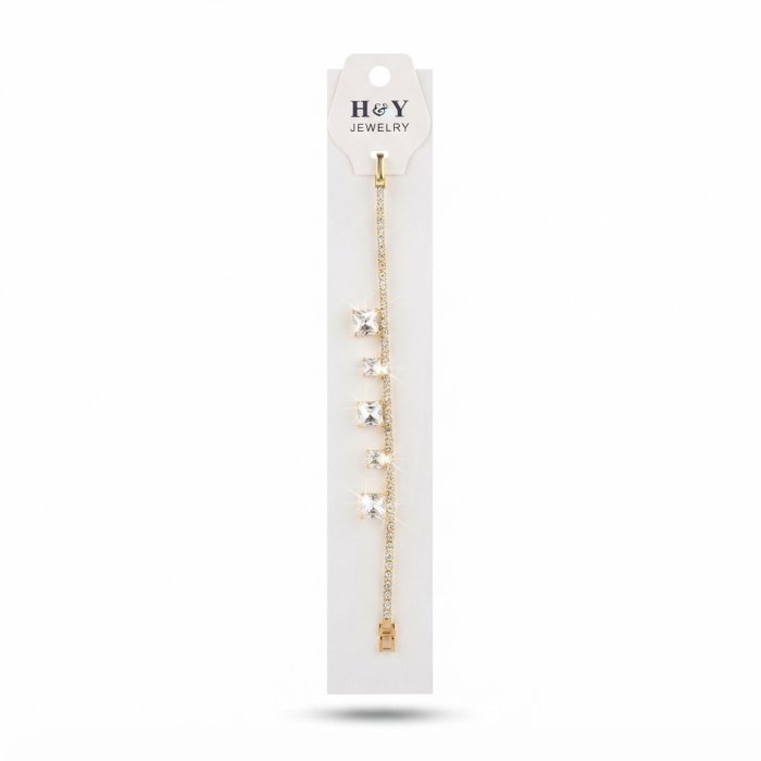 H&Y JEWELRY Gold-Tone Charm Tennis Bracelet
