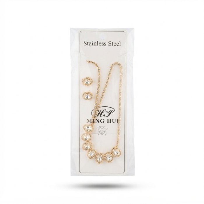 MING HUI Gold-Tone Oval Rhinestone Jewelry Set