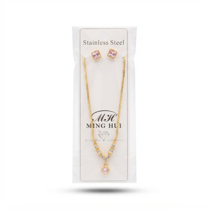 MING HUI Gold-Tone Clear CZ Jewelry Set