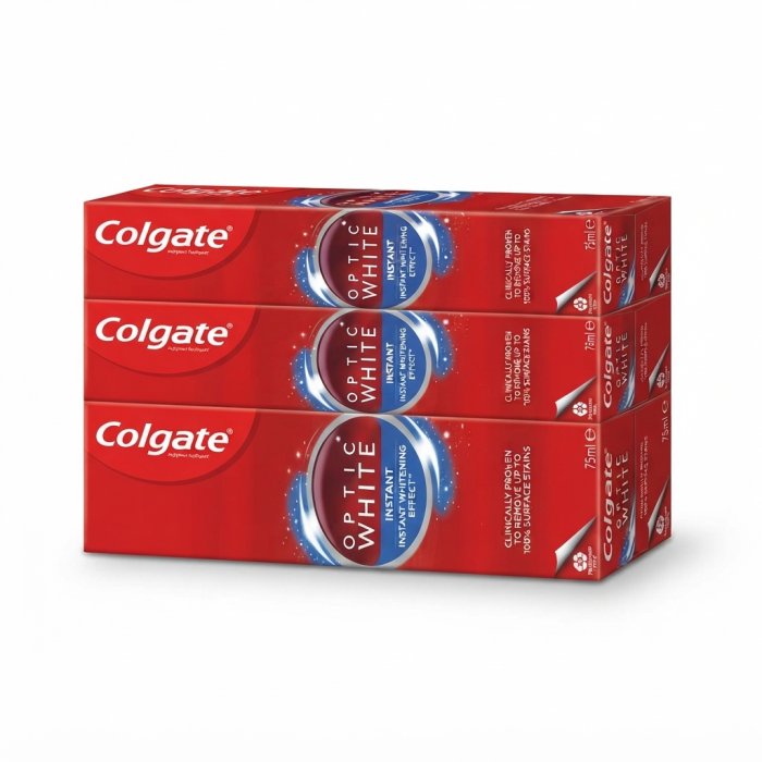 Colgate Optic White Instant Whitening Effect Fluoride Toothpaste 3-Pack - 75ml