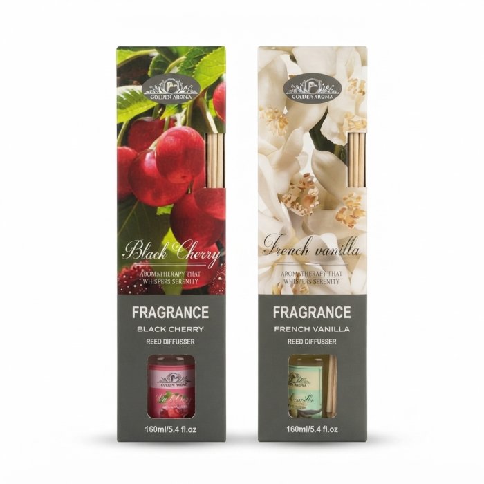 Golden Aroma Reed Diffuser - Black Cherry & French Vanilla Twin Pack - 160ml/5.4 fl.oz each