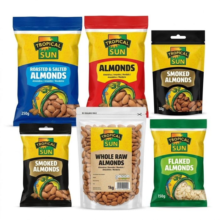 Tropical Sun Whole Raw Almonds - Bulk Pack (1kg)