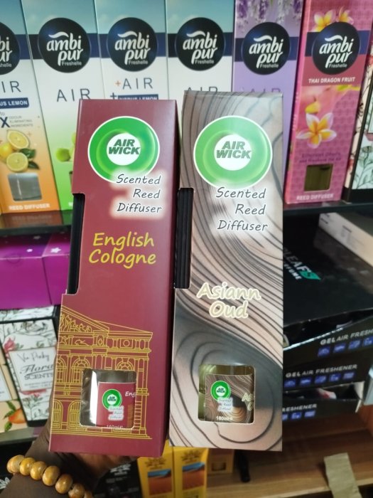 Air Wick Scented Reed Diffuser Set – English Cologne & Asiann Oud (180ml each)  