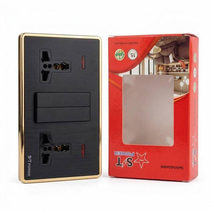 S/T POWER Dual Socket Wall Switch Panel