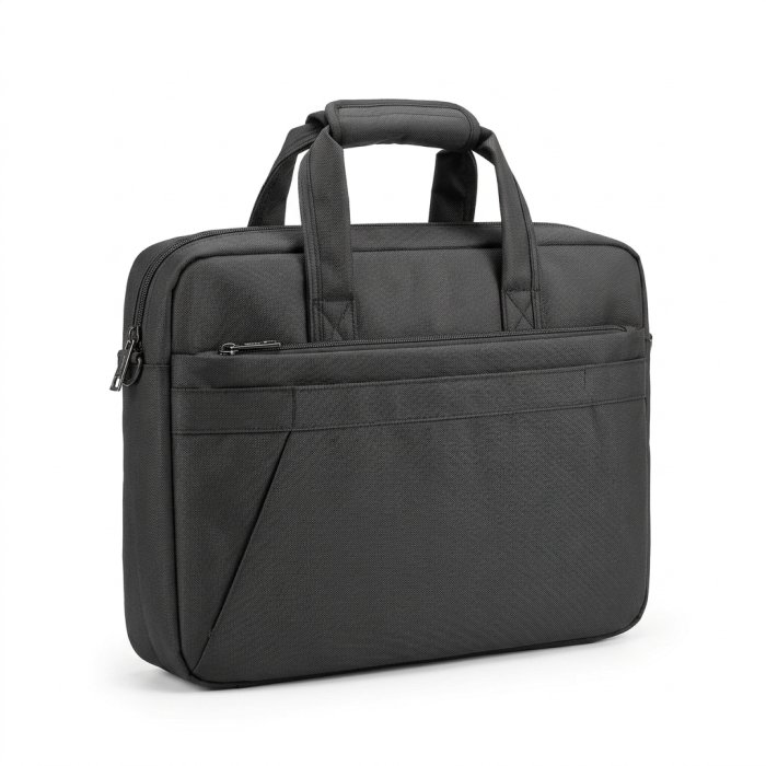 Black Textured Fabric Laptop Bag