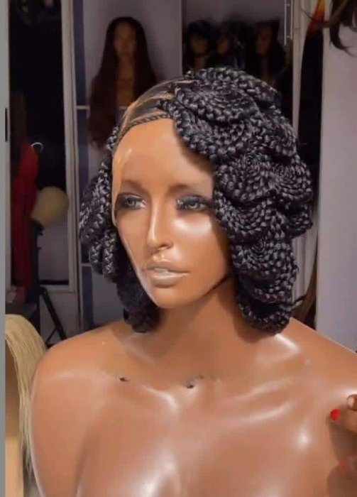 Black Side-Part Braided Lace Front Wig