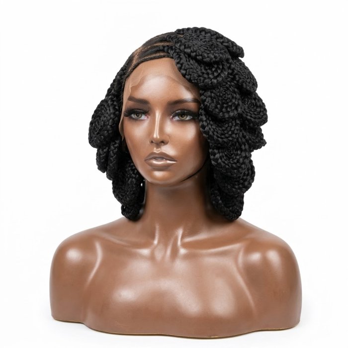 Black Side-Part Braided Lace Front Wig