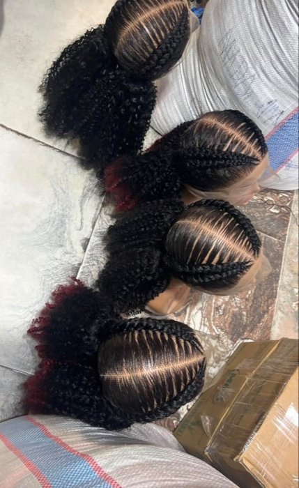 Black Cornrow Braided Ponytail Lace Front Wig