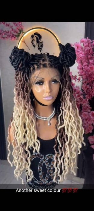 Ombre Butterfly Locs Lace Front Wig with Double Space Buns