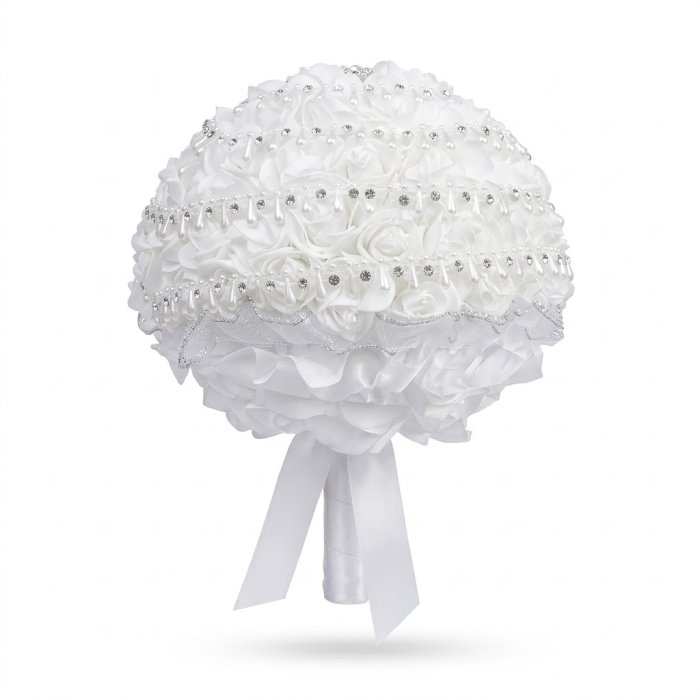 White Rose & Pearl Bridal Bouquet