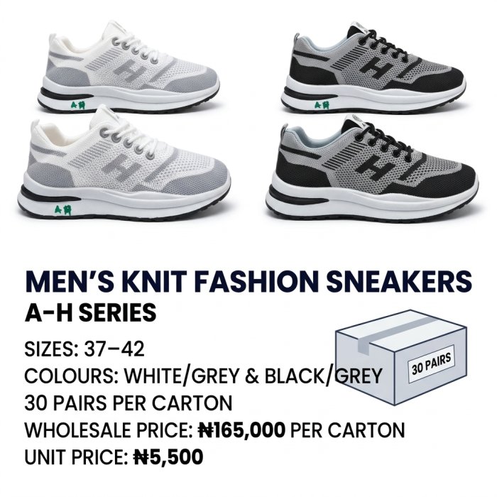 Men's Lightweight Knit Fashion Sneakers – Two-Tone A-H Series