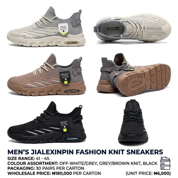 Men's JIALEXINPIN Fashion Knit Sneakers – Three-Color Assortment