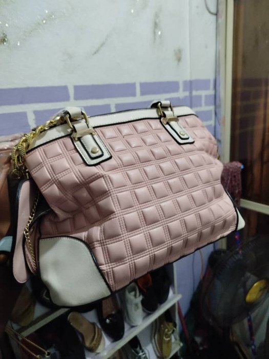 Pink Quilted Faux-Leather Chain Strap Handbag