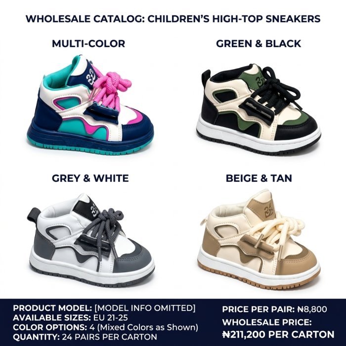 Children's High-Top Fashion Sneakers (Carton Offer)