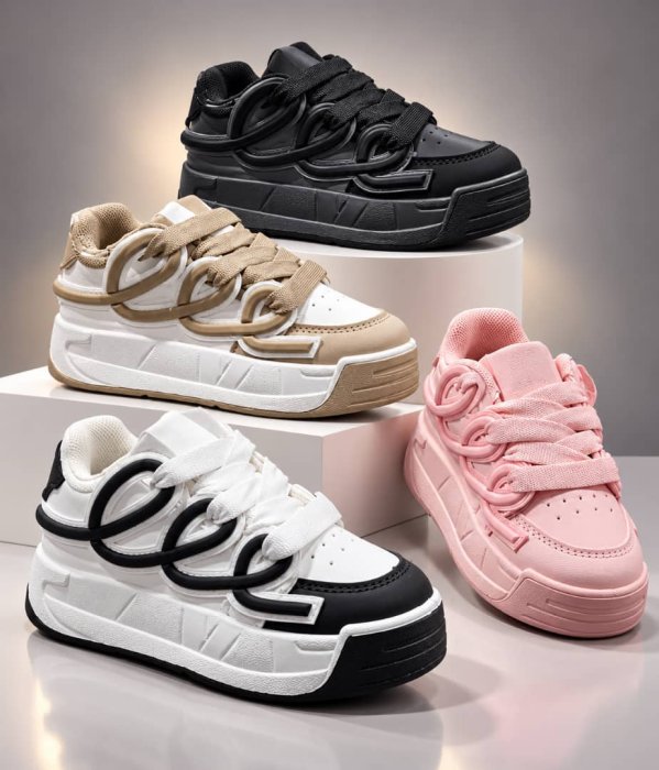 Children's Chunky Loop-Lace Platform Sneakers (Carton Offer)