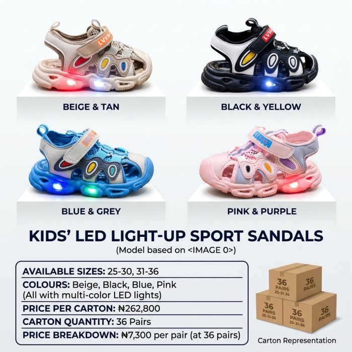 Kids' LED Light-Up Sport Sandals
