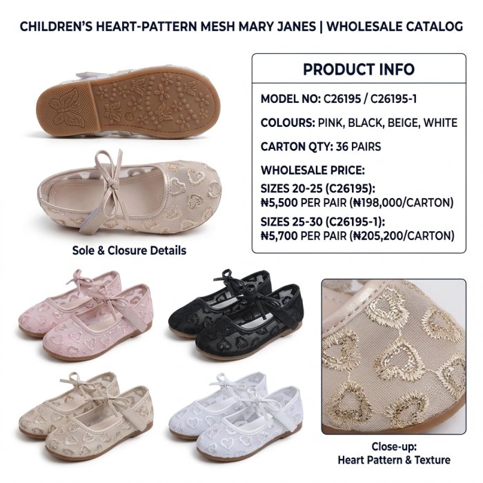 C26195 Series Children's Mesh Mary Jane Flats