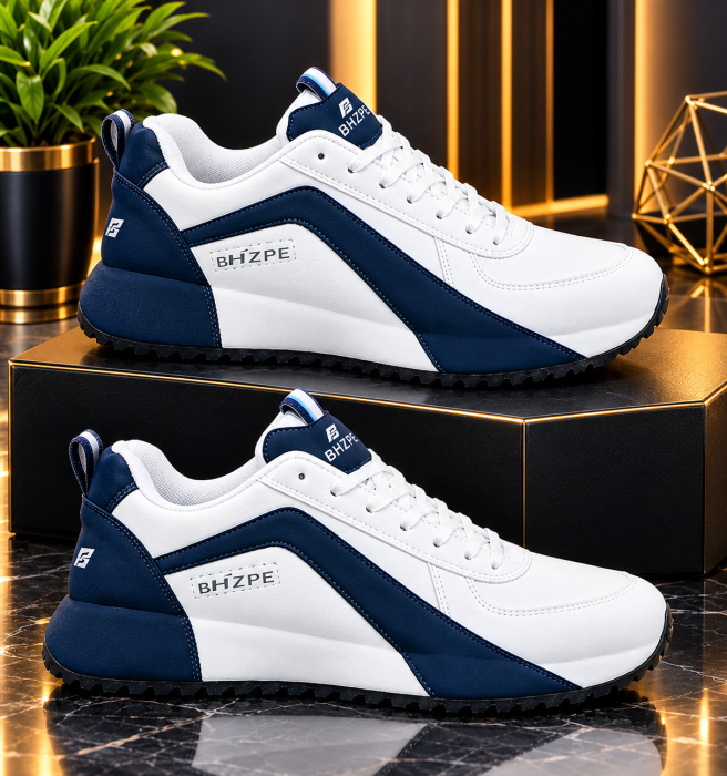 BHZPE White and Blue Sneakers