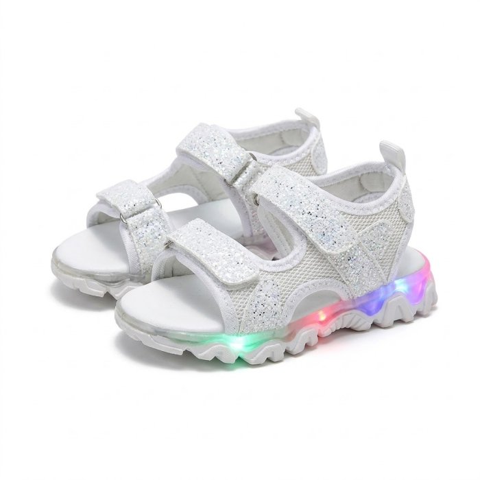 AYE 09 AYD 09 Children's Light-Up Glitter Sandals (White)